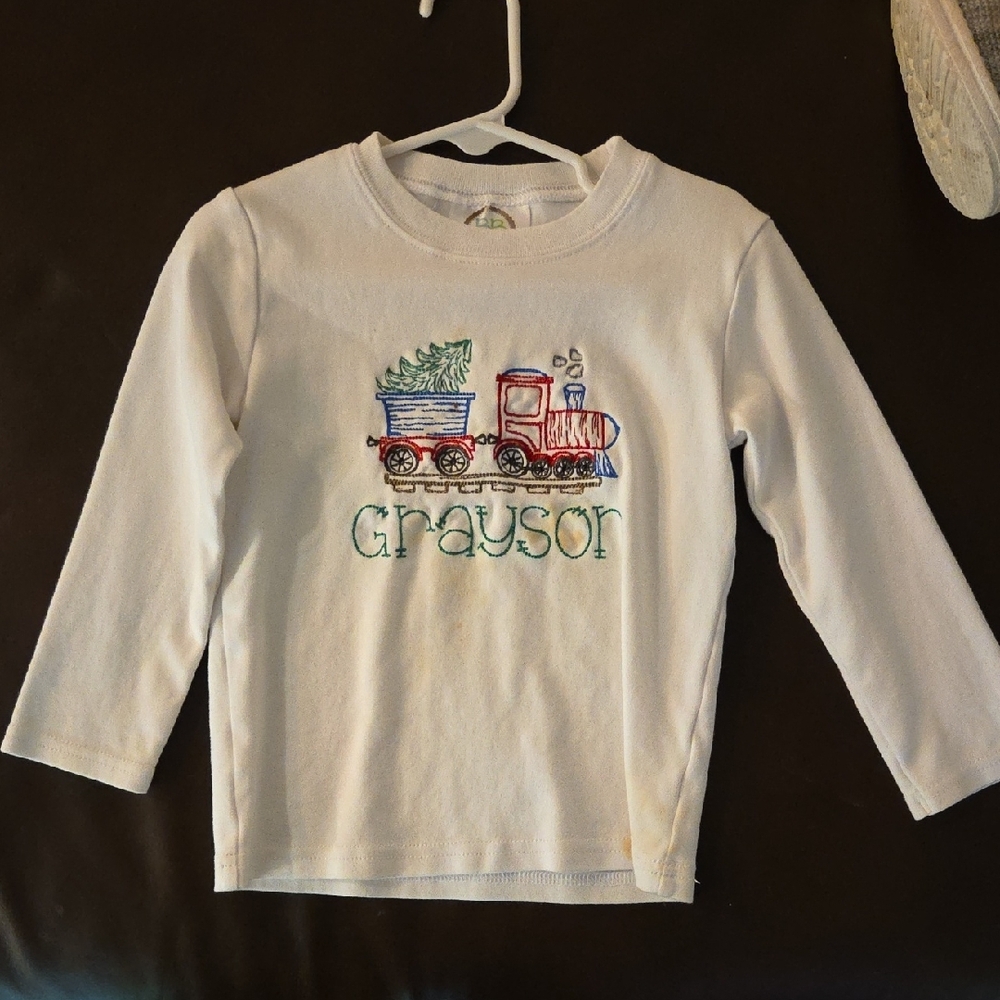 Kids White Train Graphic Shirt